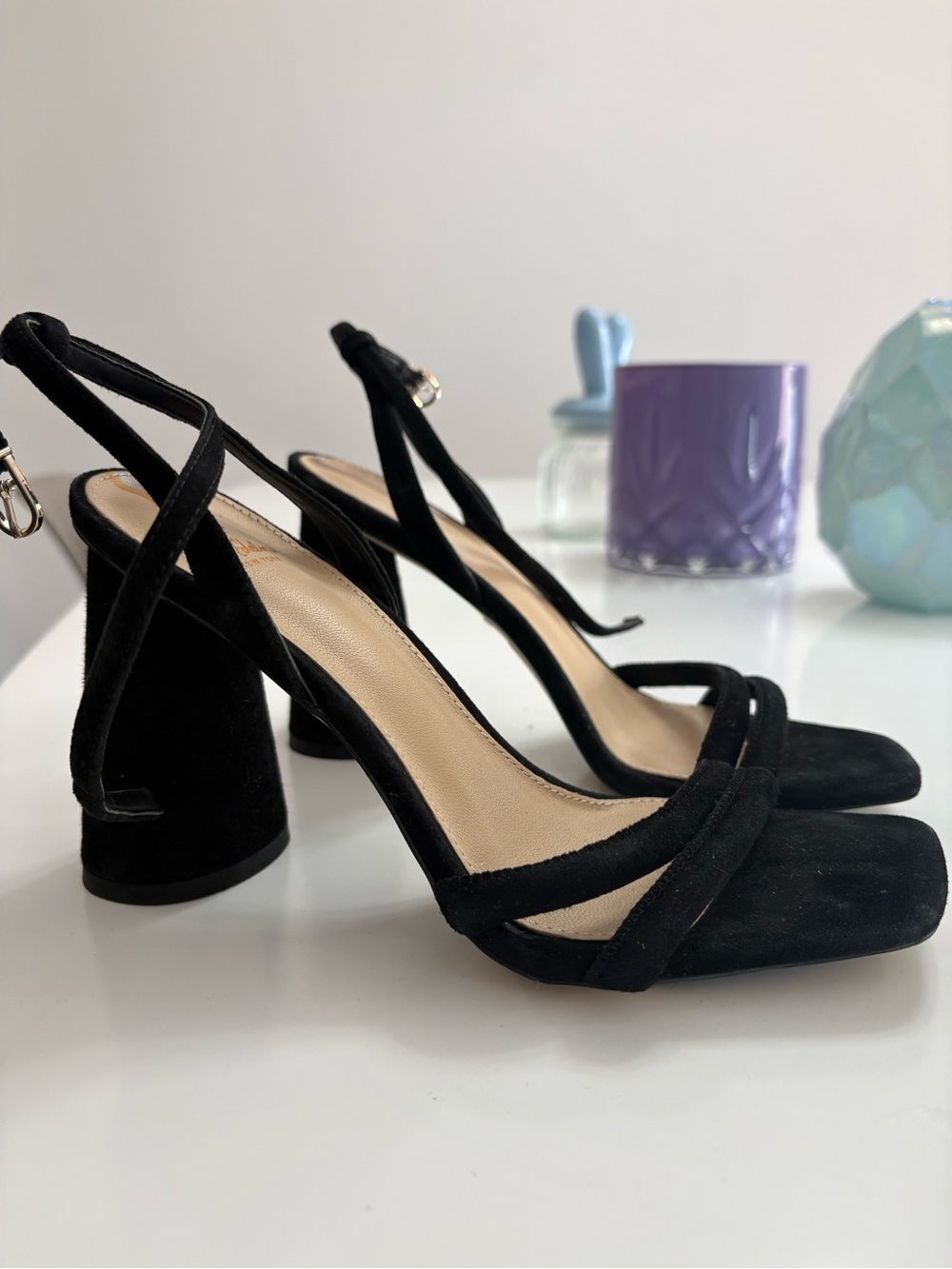 Sam Edelman Black Suede Kia Block Heel Sandals